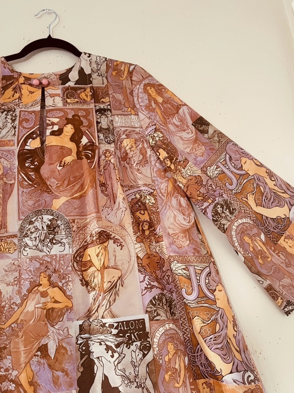Vintage 70’s Art Nouveau Print Caftan Kaftan Art to Wear